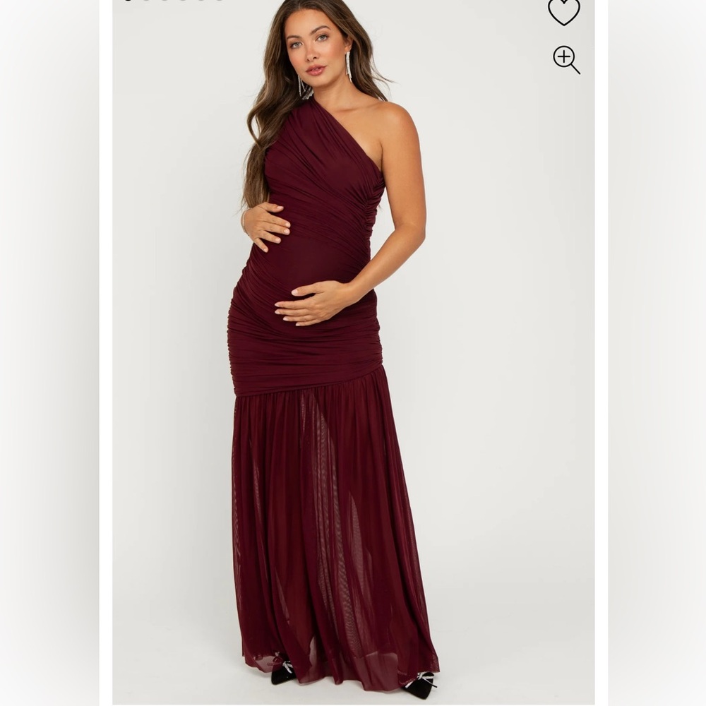 Pinkblush Maternity One-Shoulder Burgundy Dress- Brand New, Never Worn